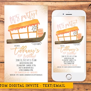 Paddle Pub Evite Digital Birthday Invitation - Paddle Tap Party Boat Invite - Text and Email Compatible - JPEG FILE