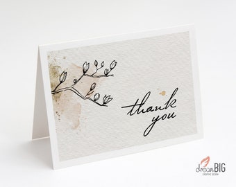 Floral Baby Shower Thank You Card, Thank You Card Printable, Boho Baby Shower Thank You, Tented Thank you Card, JetTemplate CL2044