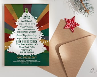 Funny 12 Days of Christmas Party Invitation Template, Instant Download - IG4697