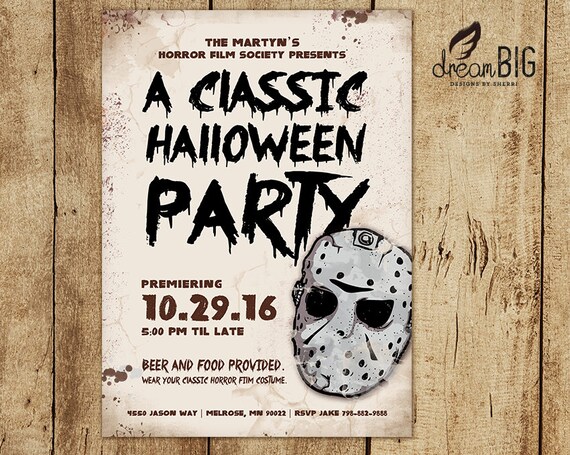 Halloween Invitation Horror Movie Costume Party Printable | Etsy