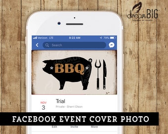 Pig Roast Party Facebook Event Cover Photo Invite - Instant Download