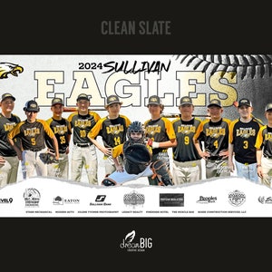 Modello Photoshop per striscioni da baseball robusti - Sfondo in carta bianca strappata Cooperstown 6'x3' File PSD digitale