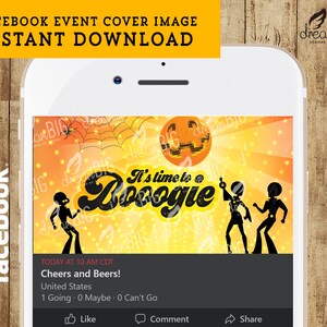 Zdjęcie na okładkę wydarzenia na Facebooku Disco 70s Halloween Party - Natychmiastowe pobranie