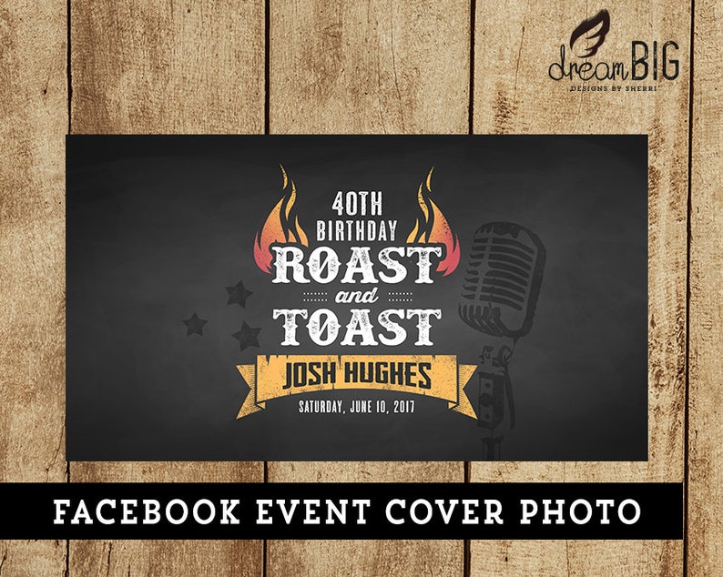 Roast and Toast Birthday Party Facebook Event Cover Photo Etsy