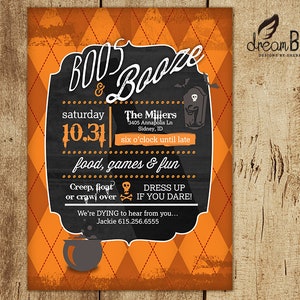Boos and Booze Halloween Party Invitation - Digital Print and Facebook