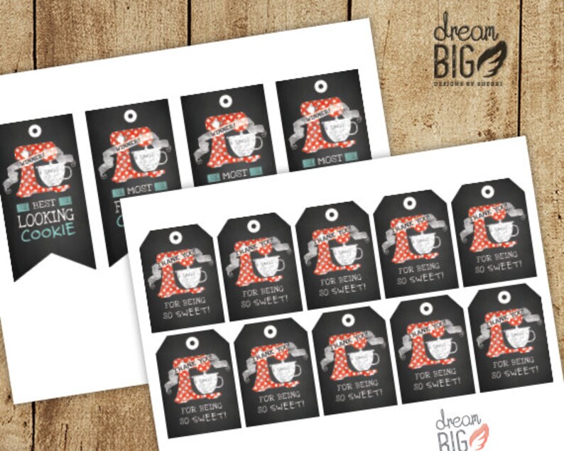 Weihnachtsplätzchen-Austausch-Party-Rezeptkarten Tags Ballot Ribbons // INSTANT DOWNLOAD Bild 5