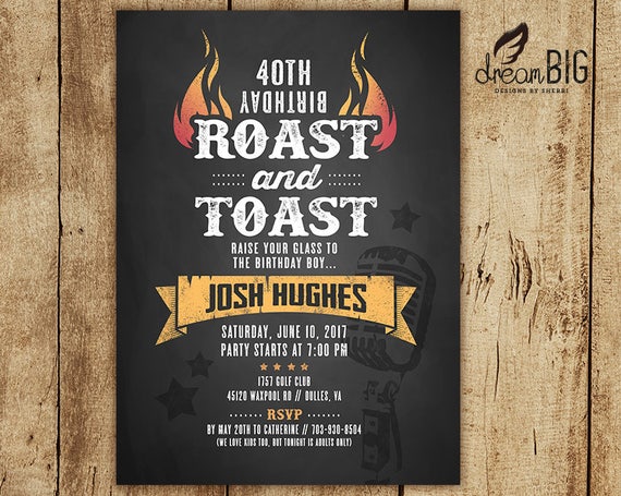 Roast And Toast Birthday Invitation Adult 21st 30th 40th Etsy