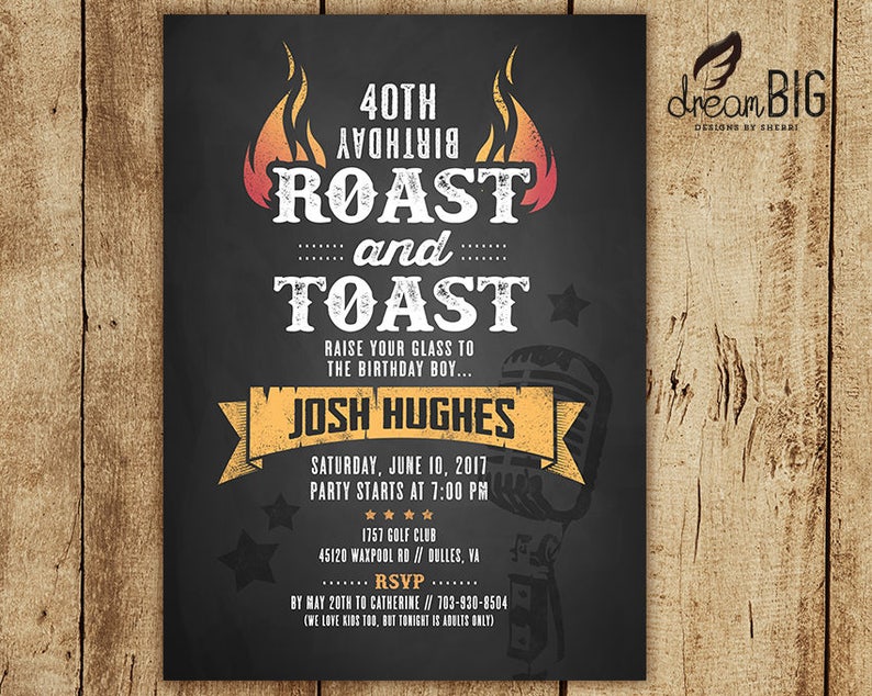 Roast And Toast Birthday Invitation Adult 21st 30th 40th Etsy
