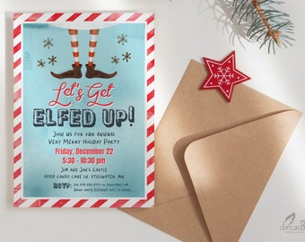 Let's Get Elfed Up! Christmas Adult Party Invitation Template, Instant Download - VT2364