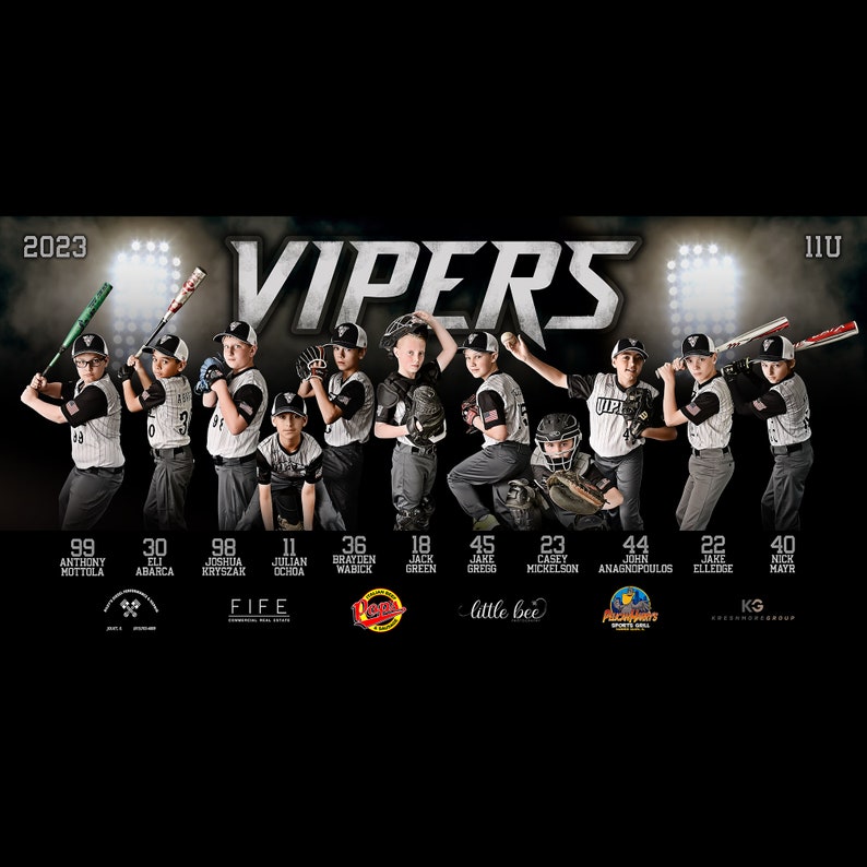 Baseball Banner, Team Poster, Custom Design, Choose Colors and Size, Designed with Your Photos image 3