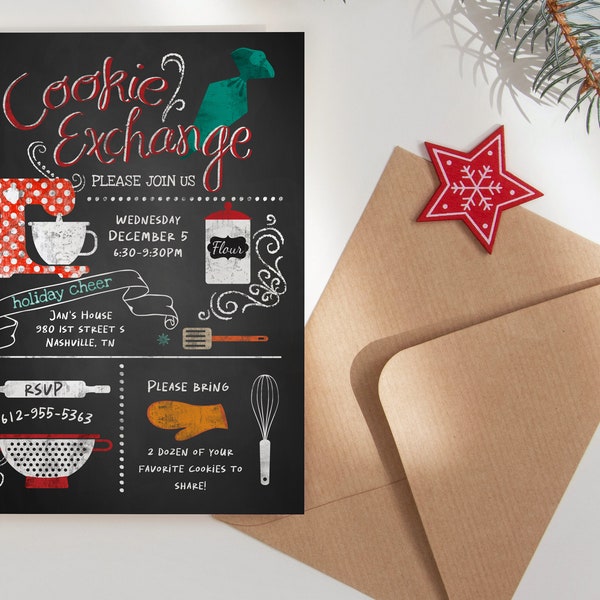 Cookie Exchange Party Invitation Template, Instant Download - BO7376