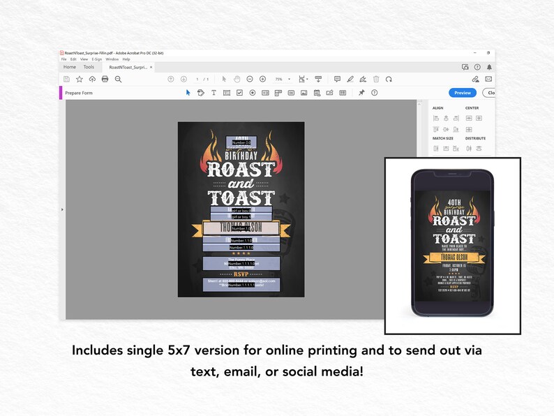 Roast and Toast Birthday Invitation Template Instant Download Etsy