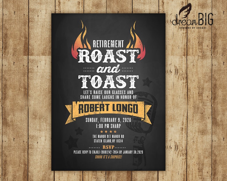 Retirement Roast and Toast Party Invitation Custom Digital Etsy