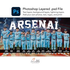 American Flag Baseball Banner Photoshop Template - Stars and Stripes 8'x4' Digital PSD File image 1