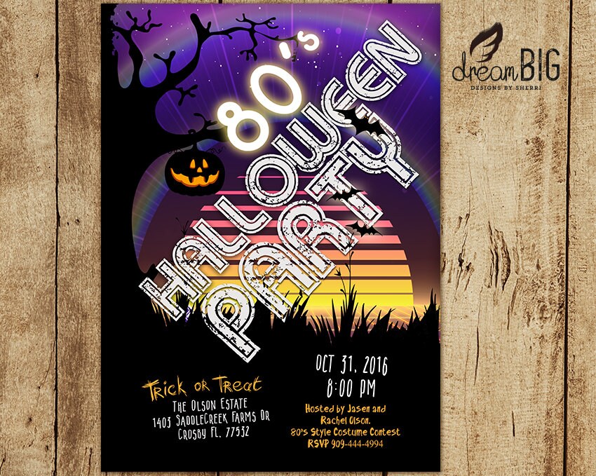 Halloween 80�s Adult Party Invitation 1980 Retro Eighties Etsy