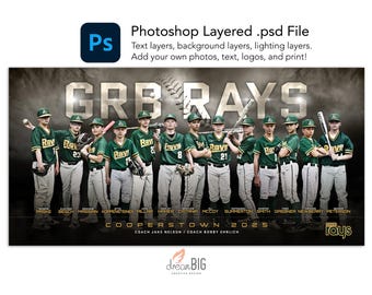 Smokey Lights basebolllagsbanner 6x3 | Photoshop-mall | Cooperstown-turneringsdesign | Digital fil