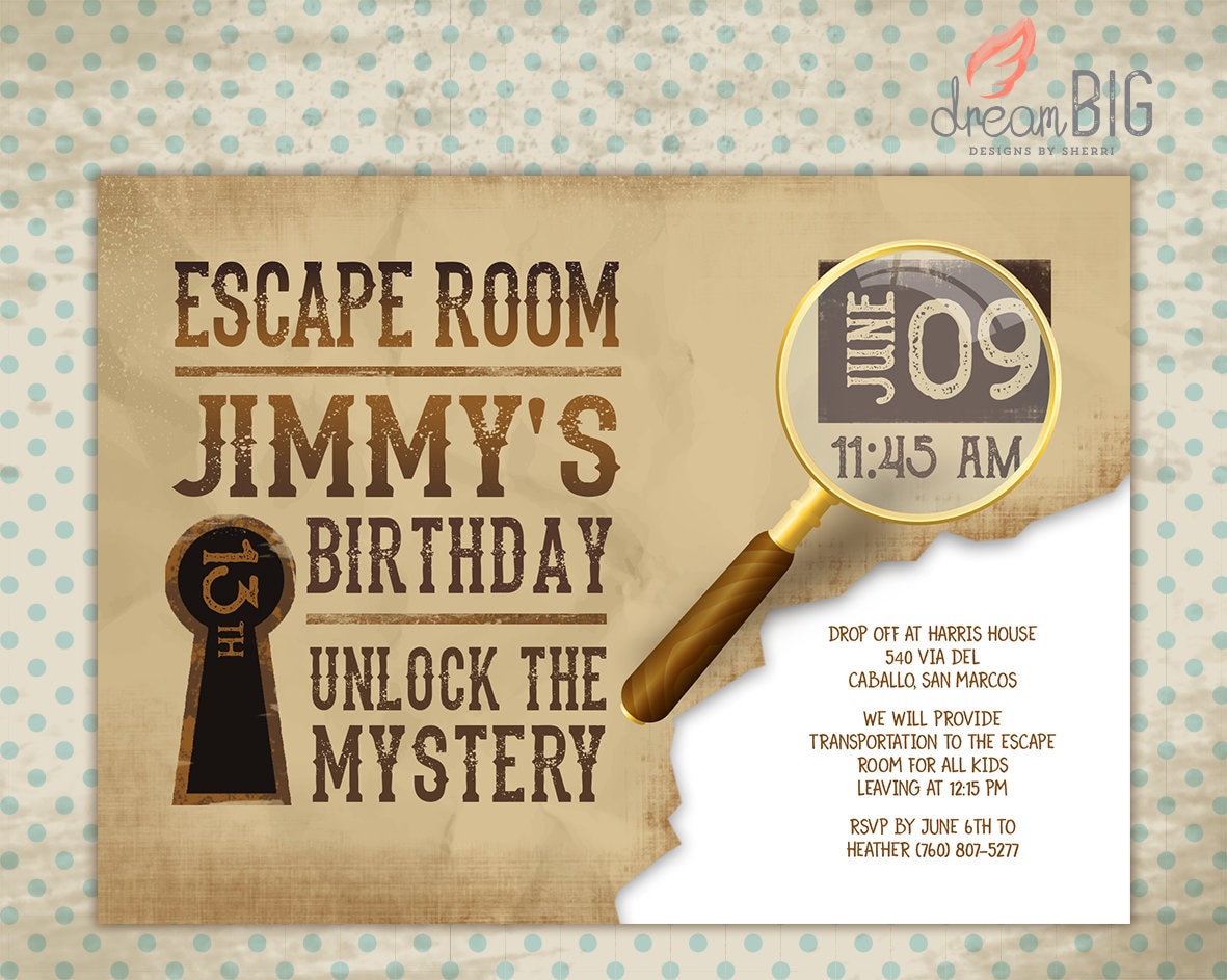 Escape Room Birthday Party Invitation - Etsy escape-room-birthday-party-invitation-etsy