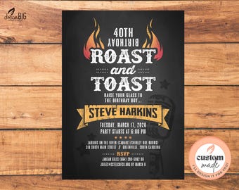 Roast and Toast Birthday Invitation - 21st 30th 40th 50th - Party Invite Digital or Printed