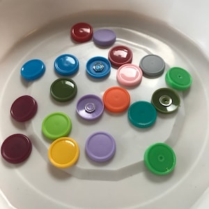 20 Multi colored small rare color vial caps badge reel craft