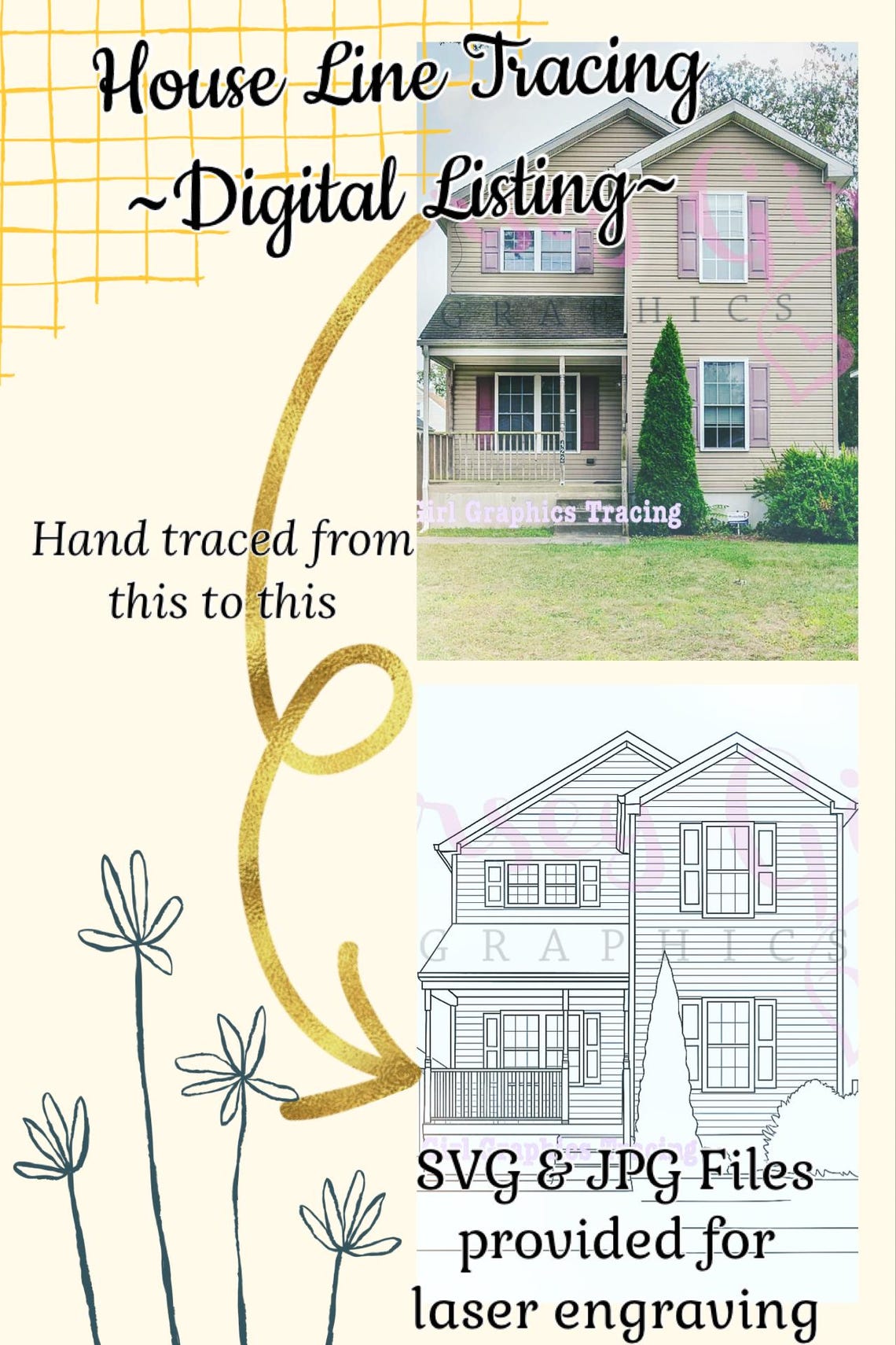 Simplistic House Line Tracing SVG JPG for Lasers Cutting Machines ...
