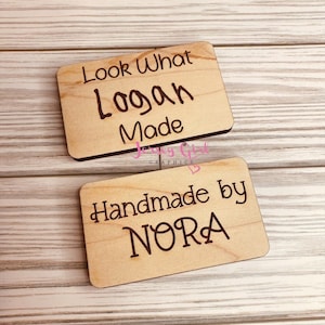 Personalized Kids Handmade art drawing wooden magnet refrigerator gift school pencil artist child children look what I made display fridge