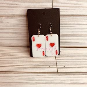 Brincos pendurados para cartas de jogo de pôquer, rainha dos corações, diamante, espada, clube, rei, Jack, ace, presente, cassino, cosplay, jogo, hold &#39;em, fold, royal