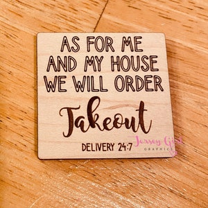 As for me and my house we will order takeout wooden sign gift verse wall door kitchen decor delivery cook funny food tiered tray image 1