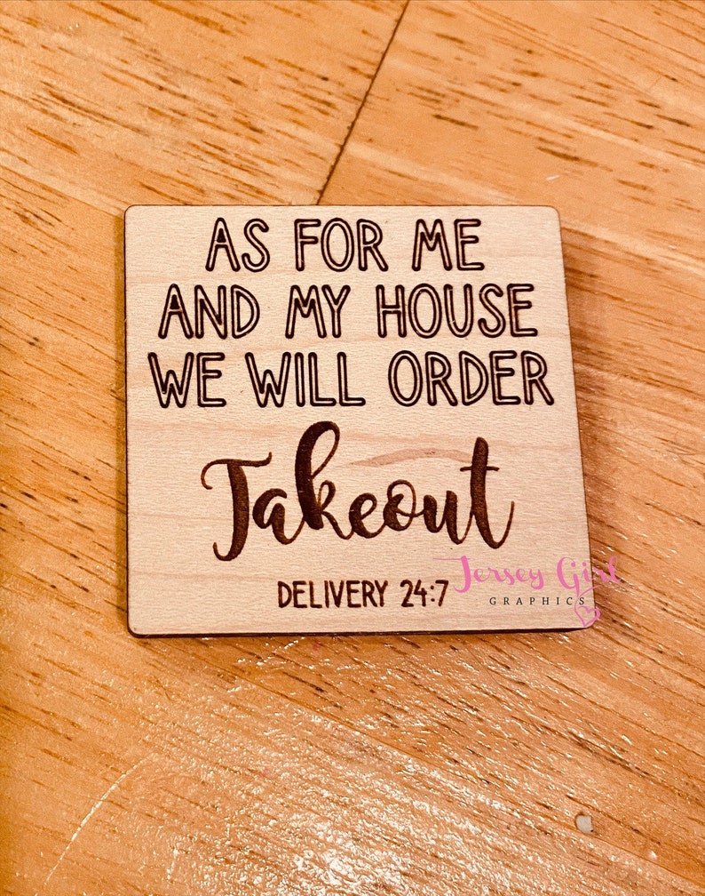 As for me and my house we will order takeout wooden sign gift verse wall door kitchen decor delivery cook funny food tiered tray image 1