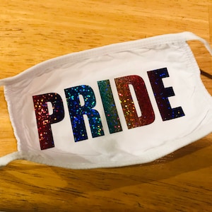 Pride Cotton Face Mask LGBTQ love support rainbow holographic ally gay unity flag