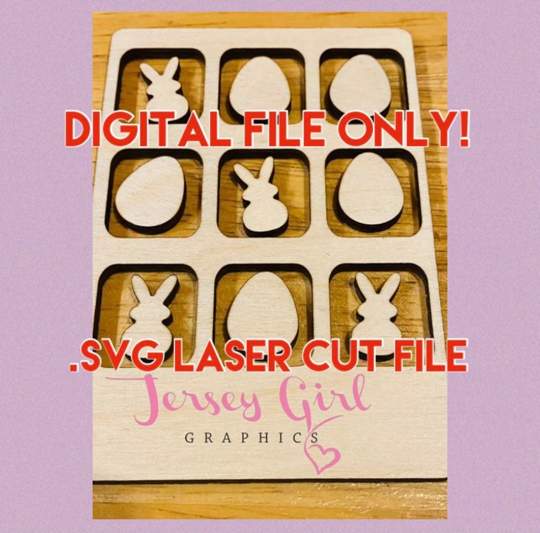 DIGITAL SVG File Tic Tac Toe Easter Bunny Egg Glowforge Laser Cut ...