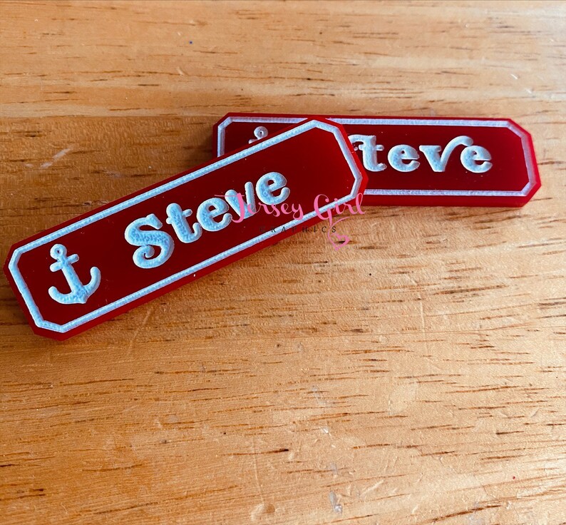 Personalized Name Badge Tag Acrylic Gift Anchor Scoops Ahoy Etsy