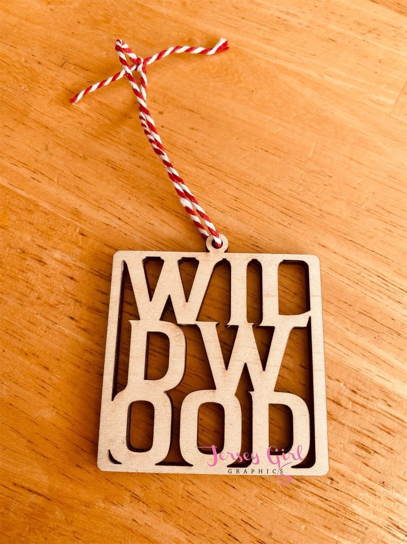 Home town wooden Christmas ornament coaster jersey shore NJ wildwood ocean city cape may badge permit decor beach tag you choose image 2