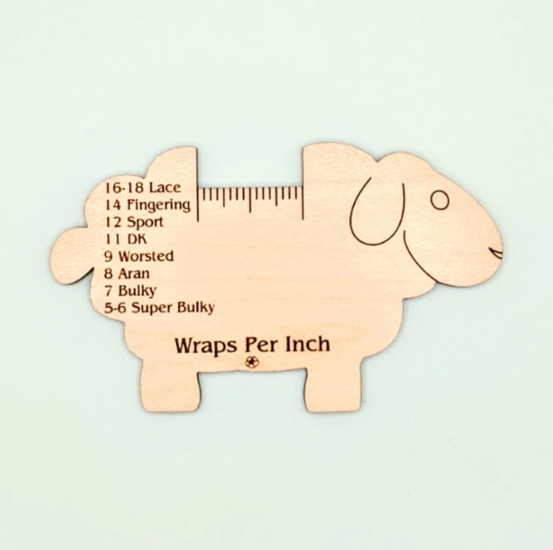 Sheep Wraps per Inch Wooden Gauge Tool Yarn Gift Crafter Craft Diy