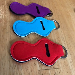 Personalized color chapstick lipgloss holder keychain lighter purple light blue red custom name monogram kid