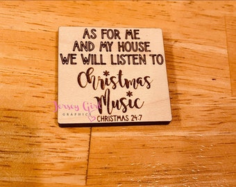 As for me my house we will listen to Christmas music wooden sign gift verse wall door kitchen decor song holiday fun December tiered tray