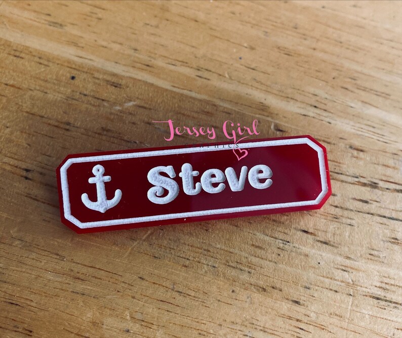 Personalized Name Badge Tag Acrylic Gift Anchor Scoops Ahoy Etsy