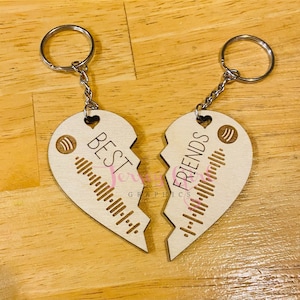 Best friend song music code keychain love Valentine’s Day gift long distance couple friend BFF heart girlfriend birthday ring