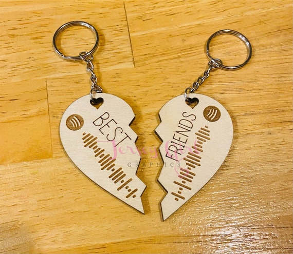 Best friend song music code keychain love Valentine s Day gift long distance couple friend BFF heart girlfriend birthday ring