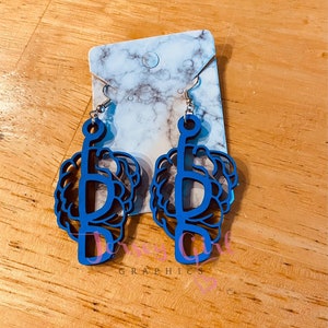 Brain glasses wooden dangle earrings Logan logo sanders side inspired blue  wood gift cute hand painted Virgil heart patton