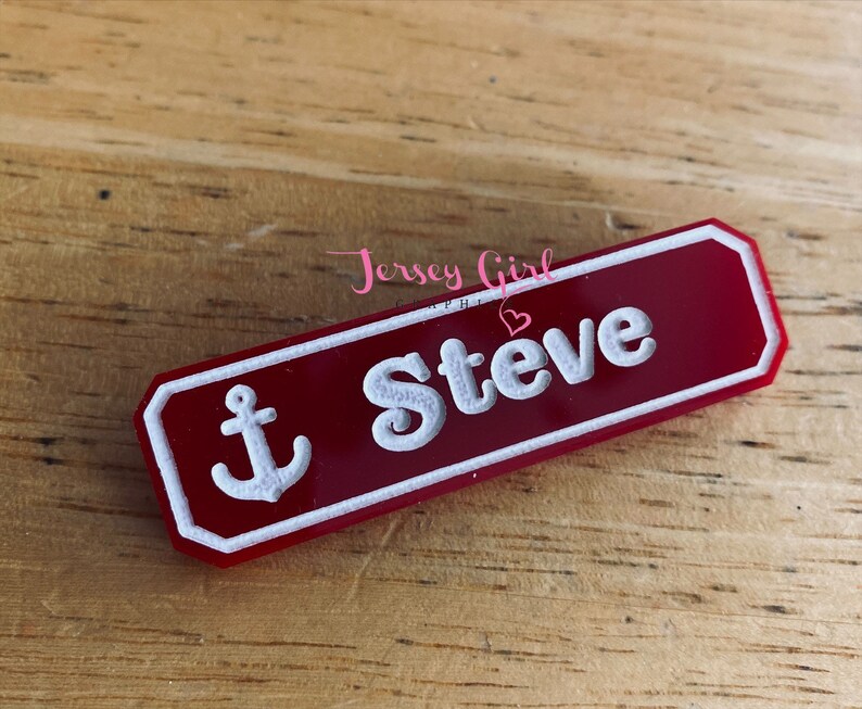 Personalized Name Badge Tag Acrylic Gift Anchor Scoops Ahoy Etsy