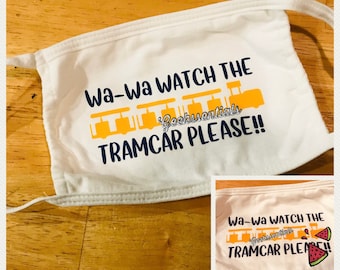 Watch the Tramcar Please funny Wildwood NJ cotton face mask New Jersey Boardwalk beach shore gift summer vibe