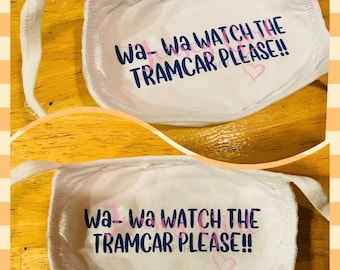 CLEARANCE Wa watch the tramcar please cotton face mask wildwood New Jersey nj Shore ocean beach boardwalk