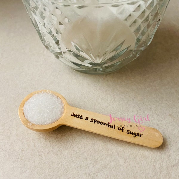 MINI wooden sugar coffee tea spice salt spoon gift favor honey scrub laser engraved personalized scoop tray bar accessory kitchen home