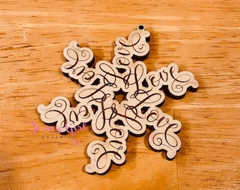 Snowflake wooden Christmas tree ornament gift laser family love blessed peace faith hope engraved holiday