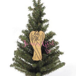 Hand drawn angel holding baby Christmas wooden ornament child loss in memory holiday pregnancy remembrance pgal pal