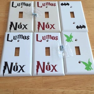 Light Switch Covers vinyl decal home decor gift lumos nox kids room nursery decoration birthday bat fairy
