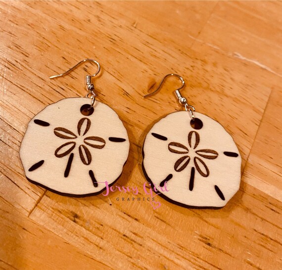 Sand Dollar Wooden Dangle Earrings Gift Mom Aunt Mother Birthday