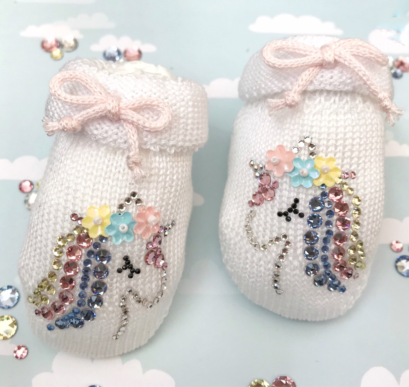 Newborn Luxury Embellished Unicorns Shoes With Swarovski Rhinestones ...