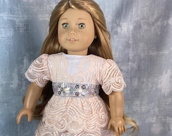 Historical Edwardian Light Pink Lace Summer Dress for American Girl Doll 18" Doll