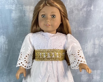 Historical Edwardian White Lace Summer Dress for American Girl Doll 18" Doll